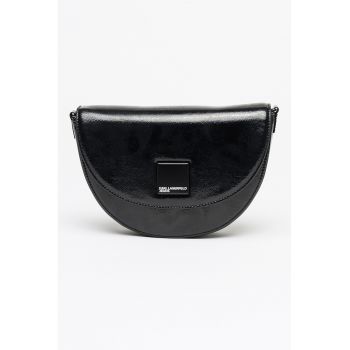 Geanta crossbody cu aspect peliculizat - Negru