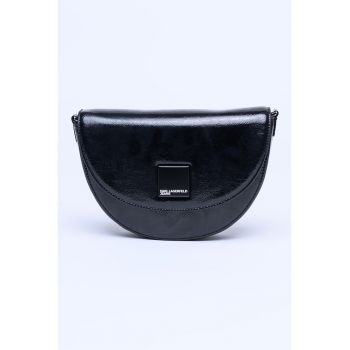 Geanta crossbody cu aspect peliculizat - Negru