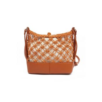 Geanta crossbody cu bareta ajustabila - Caramel - 20x25x10