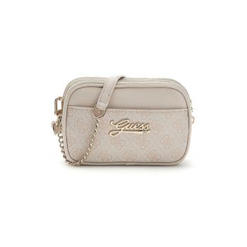 Geanta crossbody cu imprimeu logo - Maro taupe deschis