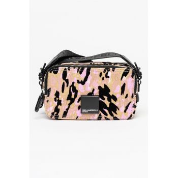 Geanta crossbody cu model - Negru/Maro taupe/Roz