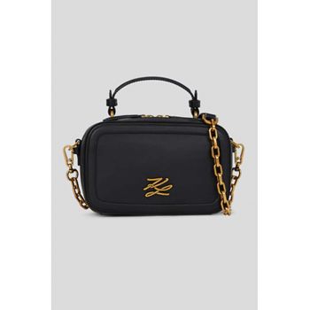 Geanta crossbody de piele cu logo - Negru