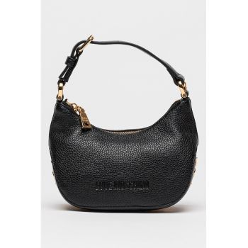 Geanta crossbody de piele ecologica cu logo - Negru