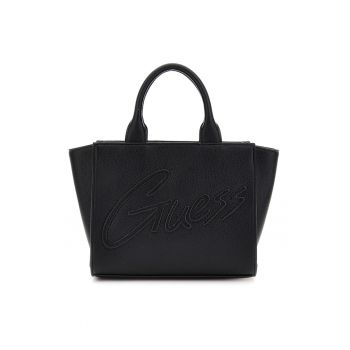 Geanta crossbody din piele ecologica cu logo in relief - Negru