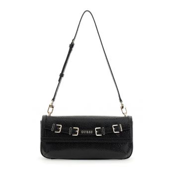 Geanta cu bareta de umar si aspect de piele de crocodil Dovie - Negru