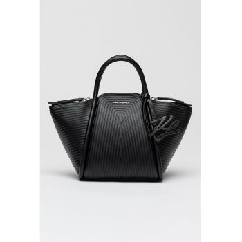 Geanta cu maner si aspect striat Wellen - Negru