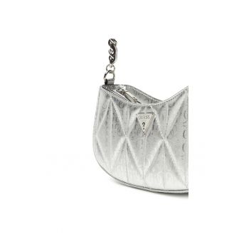 Geanta dama  Aldina - argintie - din piele ecologica