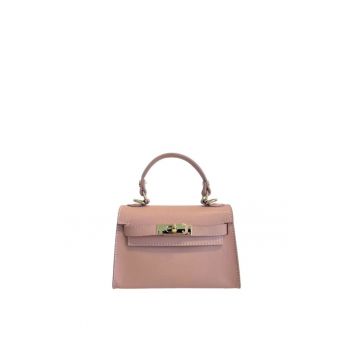 Geanta dama din piele naturala  Calypso - Roz1 - 21.5 x 13.5 x 8 cm