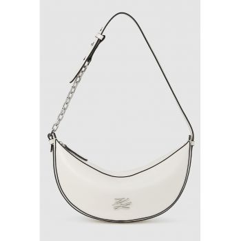 Geanta de piele cu bareta - Alb murdar