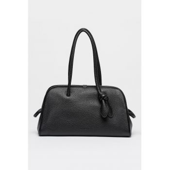 Geanta de piele cu bareta de umar Turismo - Negru