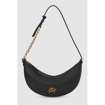 Geanta de piele cu bareta - Negru