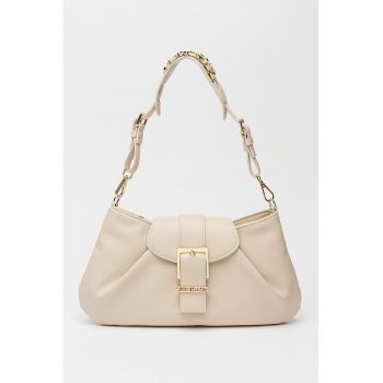 Geanta de piele ecologica cu bareta de umar - Crem