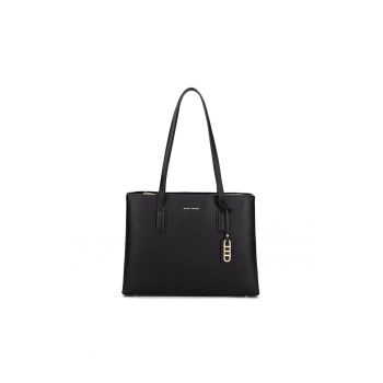 Geanta de piele ecologica cu bareta de umar - Negru