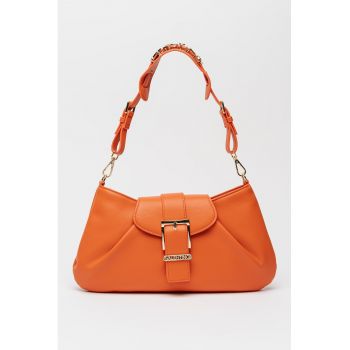 Geanta de piele ecologica cu bareta de umar - Portocaliu mandarina