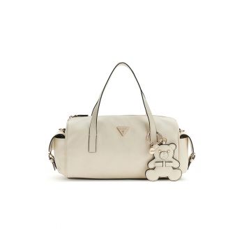 Geanta de piele ecologica cu bareta de umar si accesoriu detasabil Kassie - Alb fildes