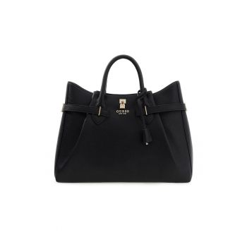 Geanta din piele ecologica cu bareta de umar si bareta decorativa Yesba - Negru