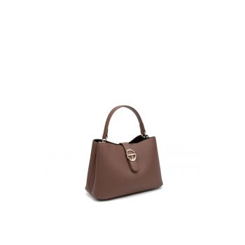 Geanta din piele ecologica cu maner si bareta detasabila Valora - Maro inchis