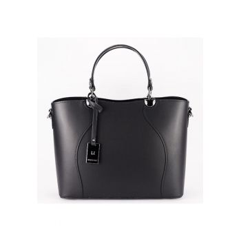 Geanta din piele naturala 1424A 125 - Negru - 25x31x12