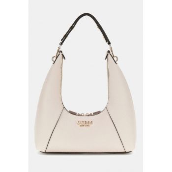 Geanta hobo cu aplicatie logo - Alb murdar