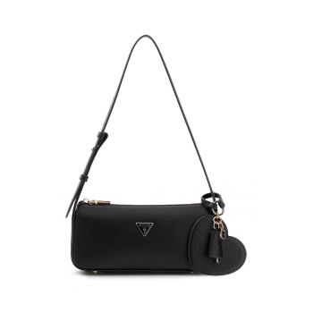 Geanta mica cu bareta de umar si accesoriu logo detasabil Isobel - Negru