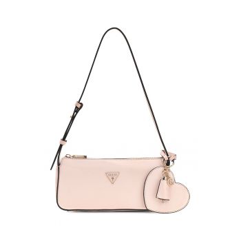 Geanta mica cu bareta de umar si accesoriu logo detasabil Isobel - Piersica