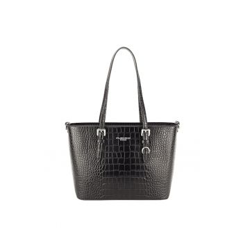 Geanta neagra cu print reptila X9530 11 Negru - Negru - 22x28x12