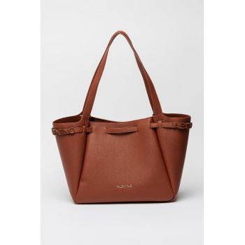 Geanta shopper din piele ecologica cu etui interior - Maro cognac