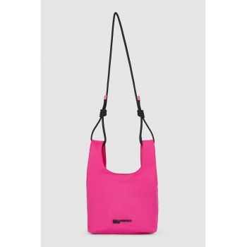 Geanta tote cu logo metalic - Fucsia