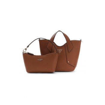 Geanta tote din piele ecologica cu etui detasabil Darcy - Maro inchis