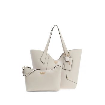 Geanta tote din piele ecologica cu etui interior Darcy - Alb fildes