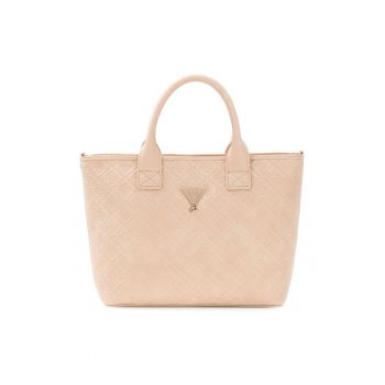 Geanta tote din piele ecologica cu logo stantat - Piersica