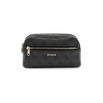 Portofel cu monograma si fermoar - Negru