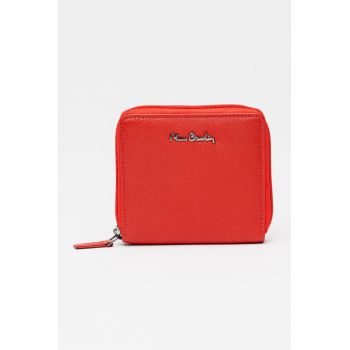 Portofel de piele cu fermoar - Rosu inchis