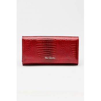 Portofel din piele cu aspect in relief - Rosu inchis