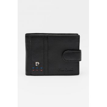Portofel din piele cu inchidere cu capsa - Negru