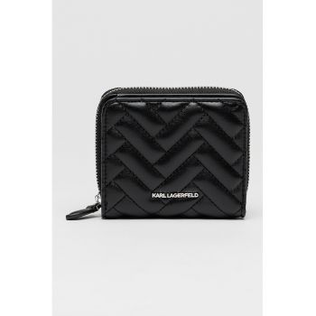 Portofel din piele ecologica cu fermoar si aspect matlasat Brick - Negru