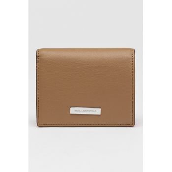 Portofel pliabil cu detaliu logo - Maro pamantiu
