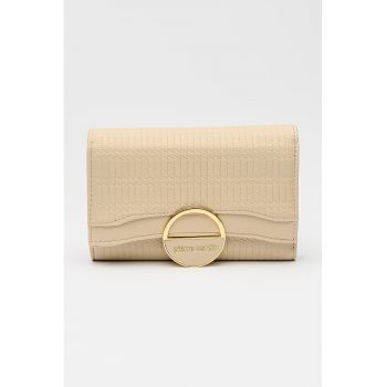 Portofel pliabil cu model in relief - Bej deschis