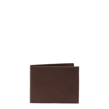 Portofel pliabil din piele cu logo stantat - Maro