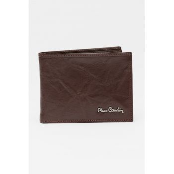 Portofel pliabil din piele - Maro inchis