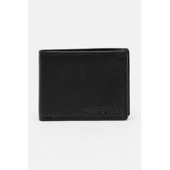 Portofel pliabil din piele - Negru