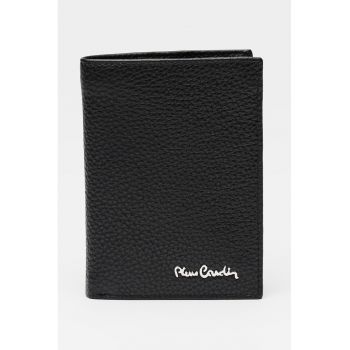 Portofel pliabil si texturat din piele - Negru