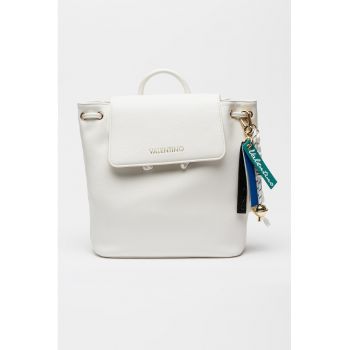 Rucsac de piele ecologica cu clapa - Alb optic