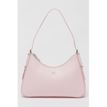 50563002 - Geanta cu bareta de umar si fermoar - Roz pastel