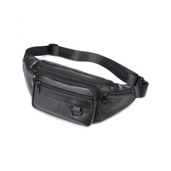 Borseta pentru barbati, Iseron GT3800, piele naturala, model negru