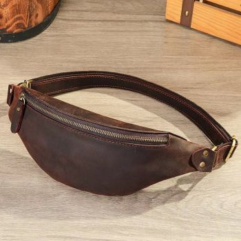 Borseta pentru barbati, Zevar GT3798, piele naturala, model maro