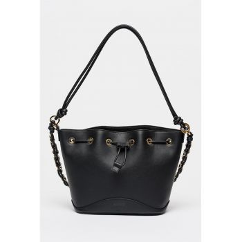 Geanta bucket de piele ecologica Ilary - Negru