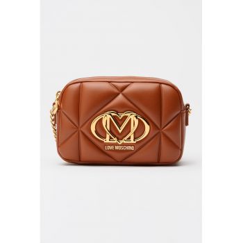 Geanta crossbody cu aspect matlasat - Maro cognac