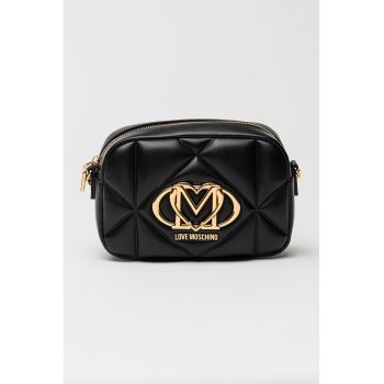 Geanta crossbody cu aspect matlasat - Negru