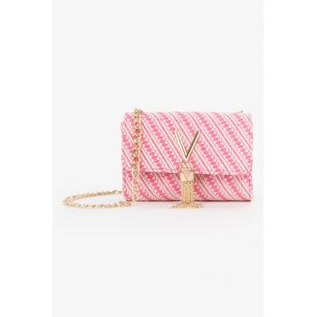 Geanta crossbody cu bareta din lant Divina Summer - Alb/Fucsia